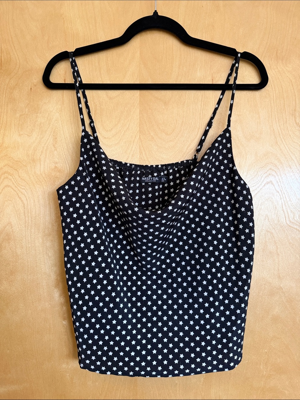 Nasty Gal Black & Off-White Star Print Cowl Cami